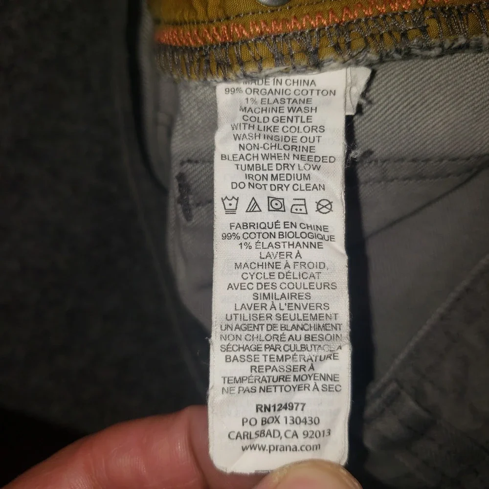 Prana Jeans Breathe Gray Mens Size 31x34 Stretch